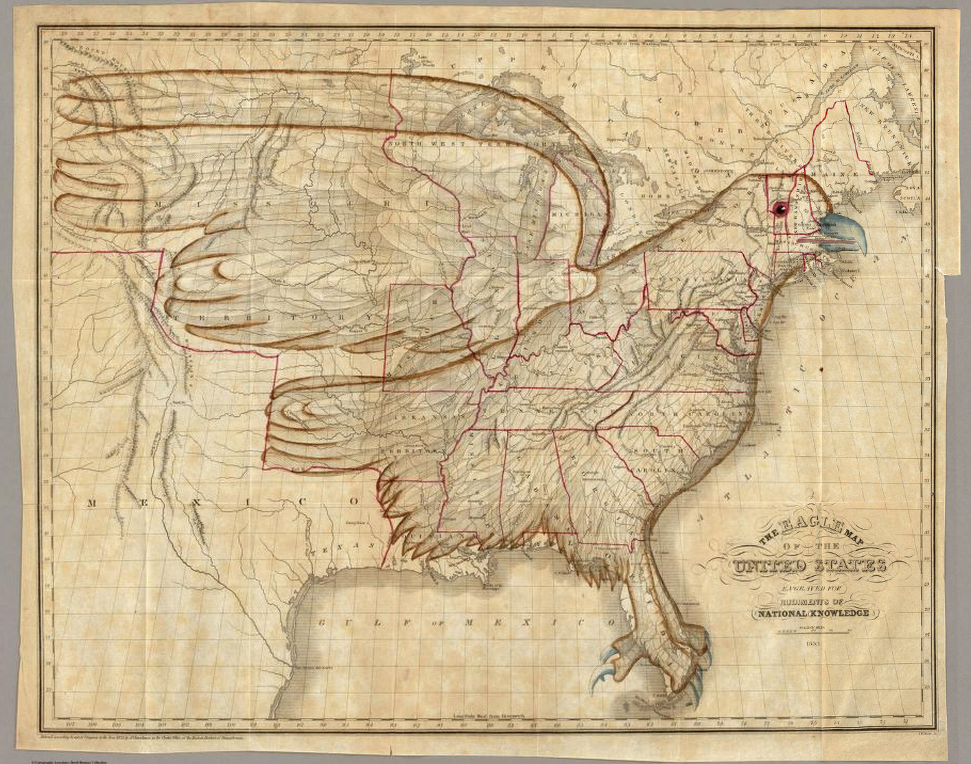 Churchman and Moore's "Eagle Map of the United States", 1833. David Rumsey Maps
